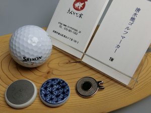 画像3: 清水焼ゴルフマーカー(1)呉須(藍色染付)タイプ