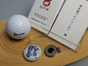 画像2: 清水焼ゴルフマーカー(1)呉須（藍色染付）タイプ