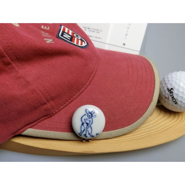 画像4: 清水焼ゴルフマーカー(1)呉須（藍色染付）タイプ (4)