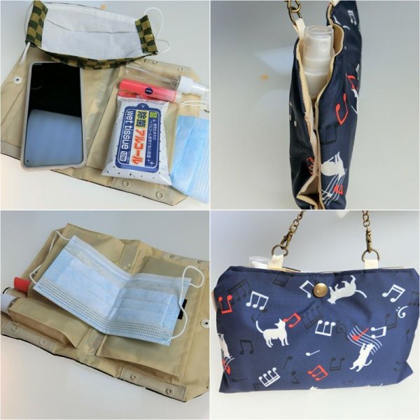 画像3: マスクぽーち　撥水加工生地　軽い　至れり尽くせり　マスク生活を楽しもう　簡単に消毒できる！ (3)