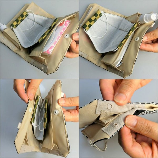 画像4: マスクぽーち　撥水加工生地　軽い　至れり尽くせり　マスク生活を楽しもう　簡単に消毒できる！ (4)